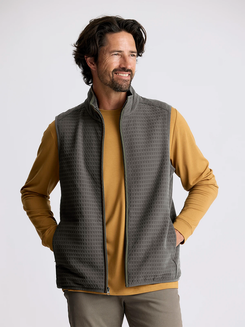 Men's Gridback Fleece Vest - Dark Olive second image