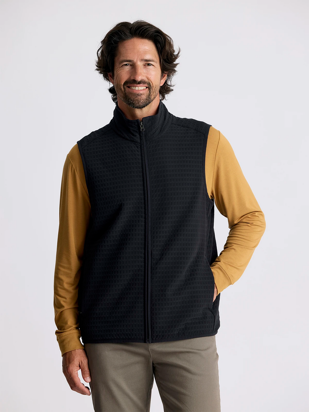 Men's Gridback Fleece Vest - Black second image