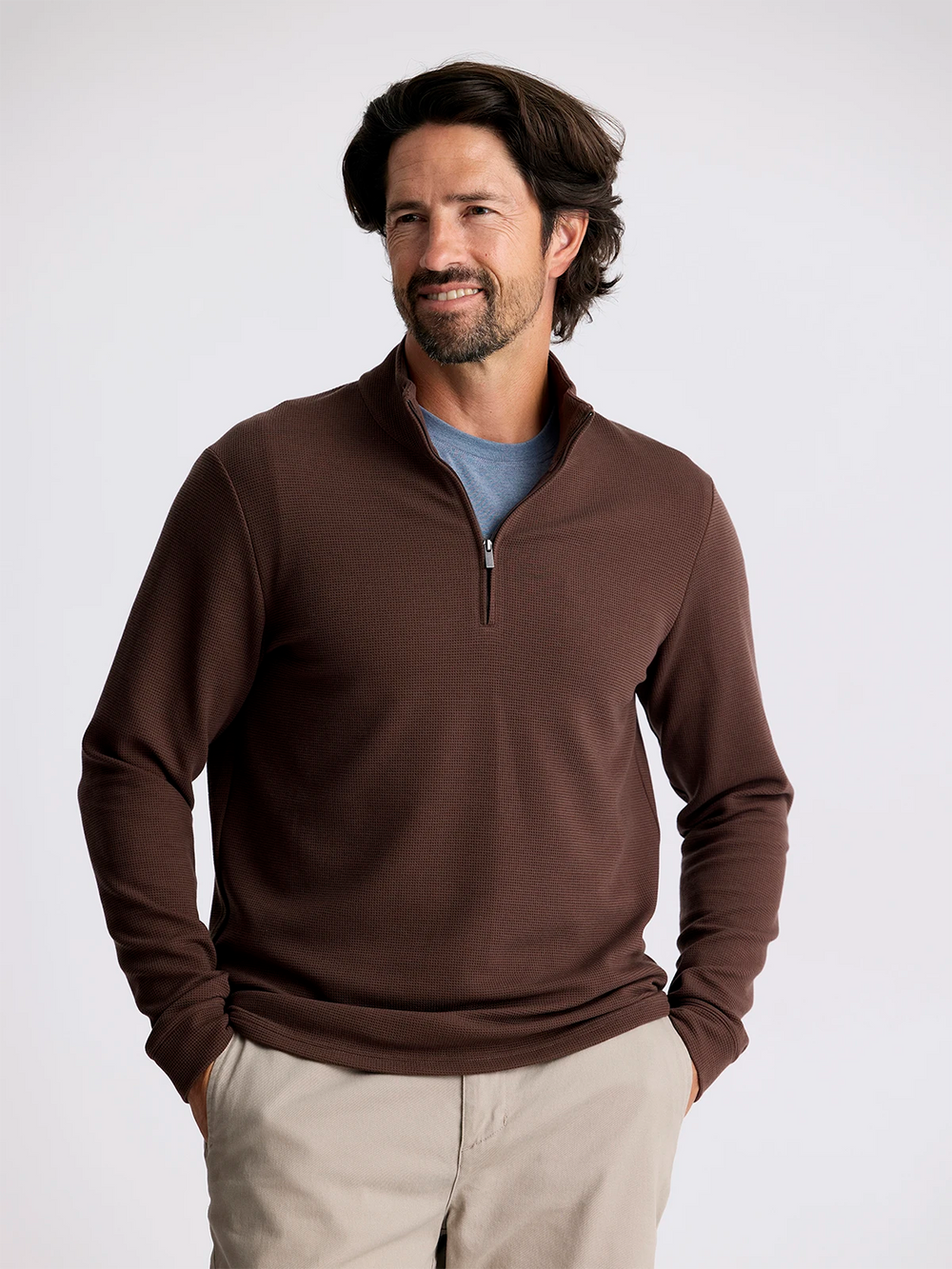 Men's Waffle Quarter Zip - Chestnut second image