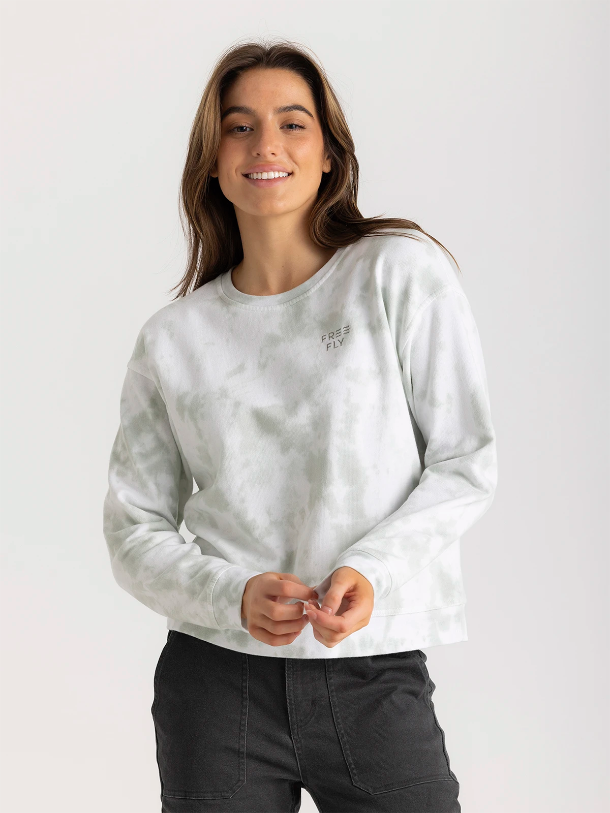 Women's Embroidered Logo Fleece Crew - Desert Sage Tie Dye