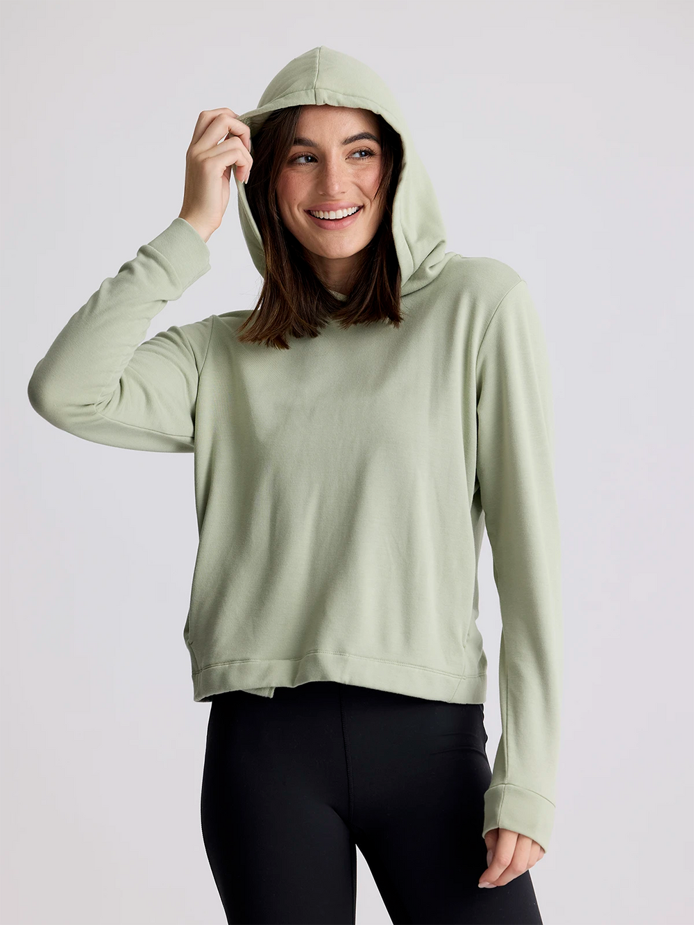 Women's Bamboo Lightweight Fleece Cropped Hoodie - Desert Sage second image