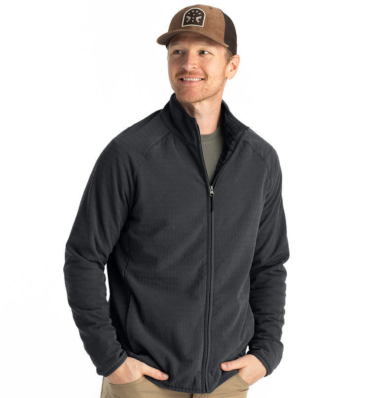 Men's Gridback Fleece Jacket - Black Sand