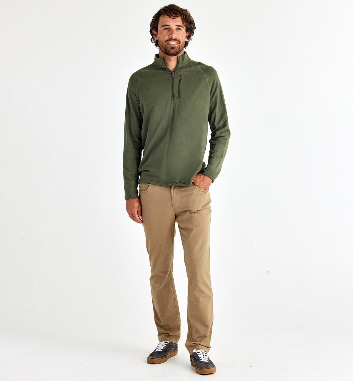 Men's Bamboo Heritage Fleece Quarter Zip - Gallatin Green