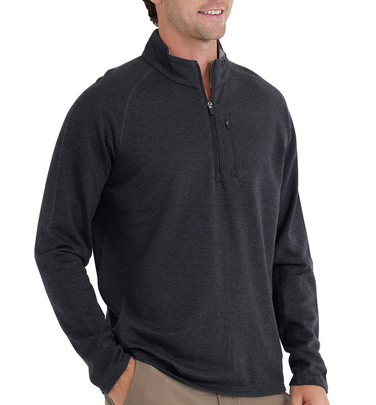 Men's Bamboo Heritage Fleece Quarter Zip - Heather Black