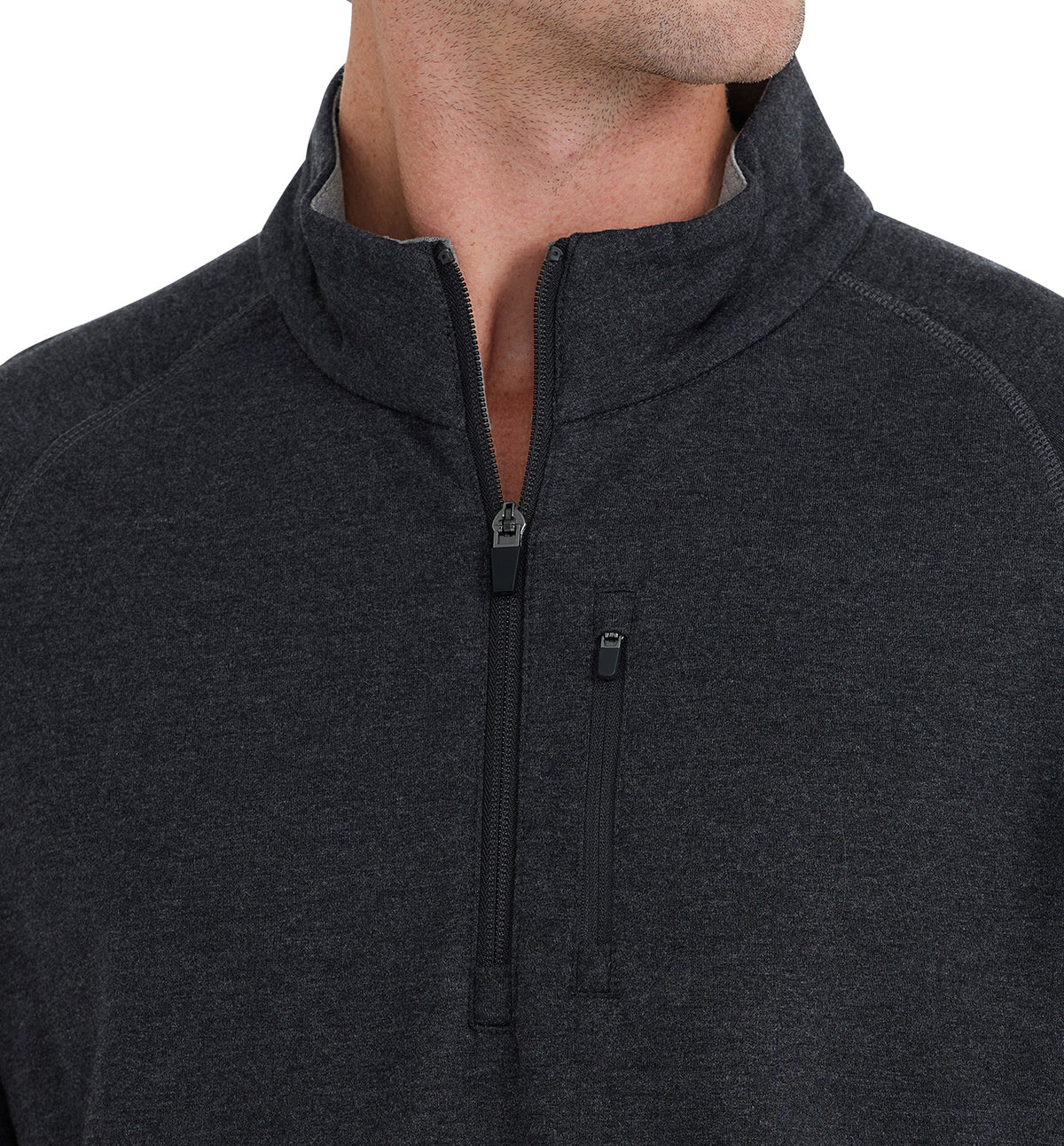 Men's Bamboo Heritage Fleece Quarter Zip - Heather Black