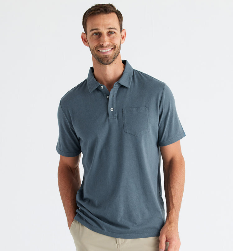 Men's Bamboo Heritage Polo - Slate Blue