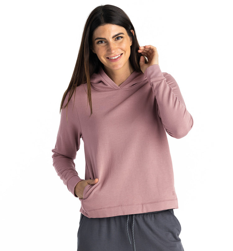 Women's Bamboo Lightweight Fleece Cropped Hoodie - Canyon