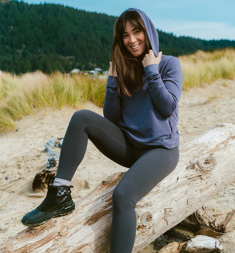 Women's Bamboo Lightweight Fleece Cropped Hoodie - Storm Cloud