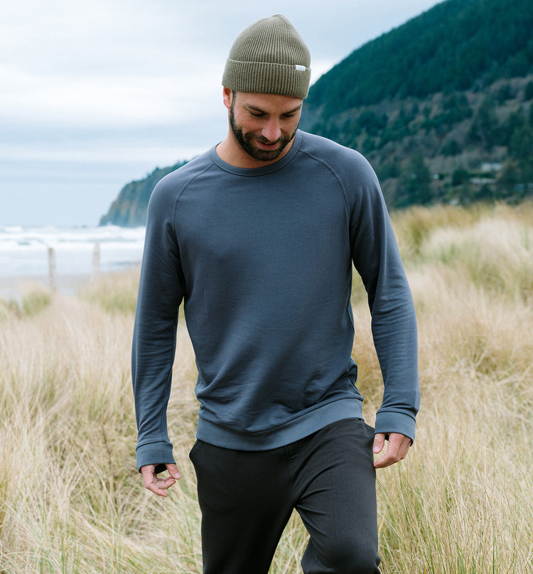 Men's Bamboo Lightweight Fleece Crew - Storm Cloud