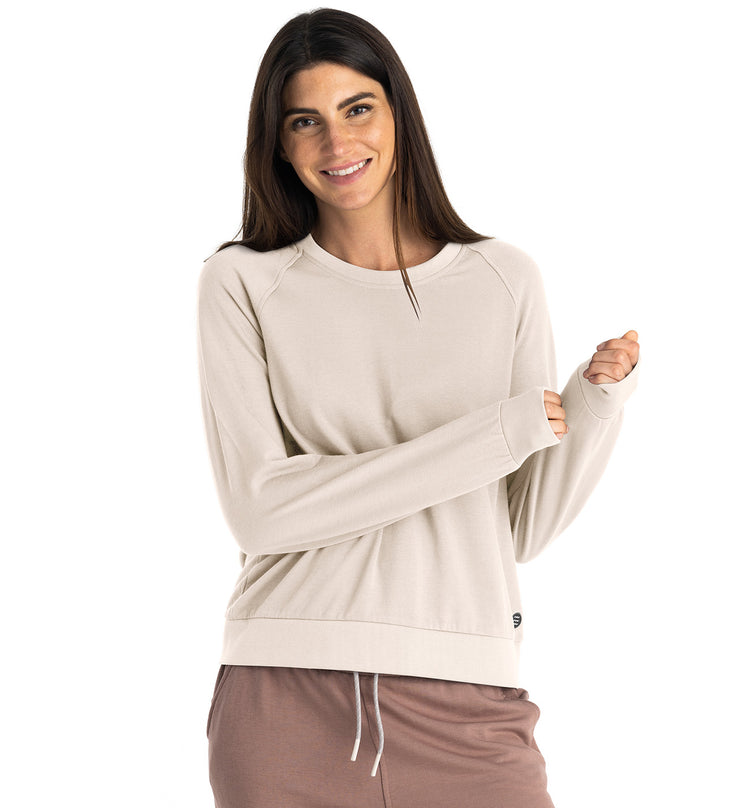 Women's Bamboo Lightweight Fleece Crew - Stone