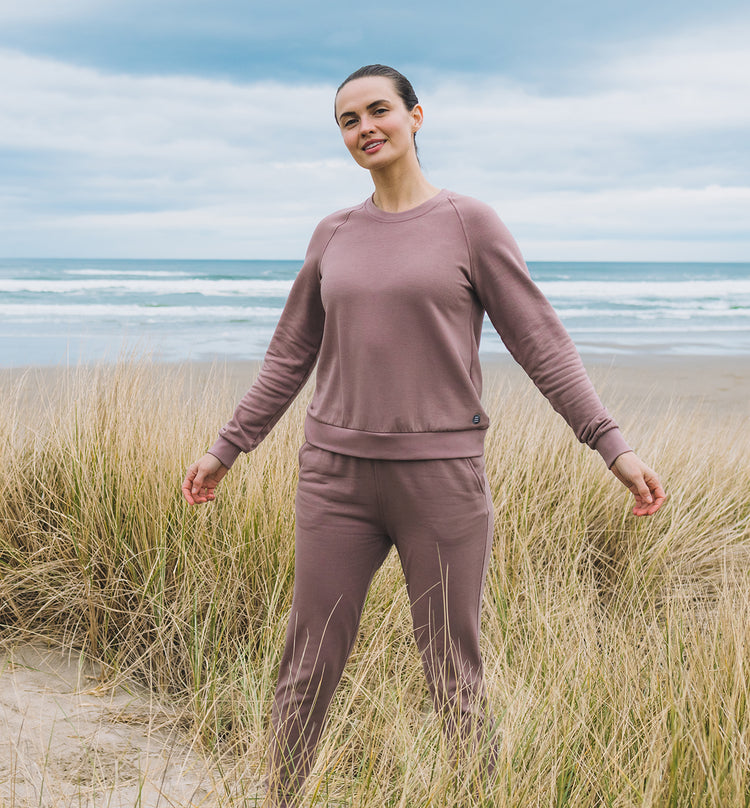 Women's Bamboo Lightweight Fleece Crew - Storm Cloud