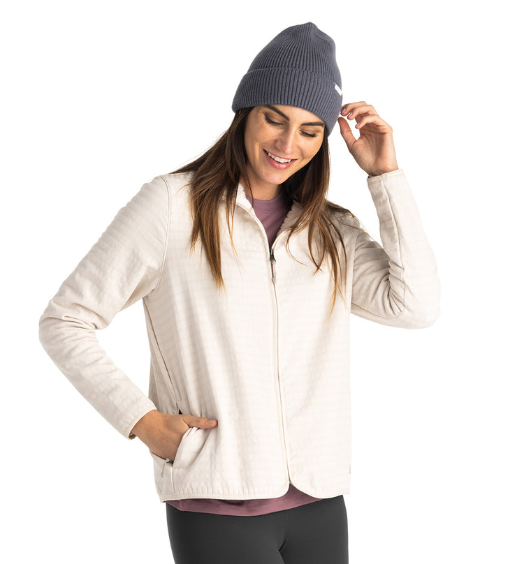 Women's Gridback Fleece Jacket - Stone