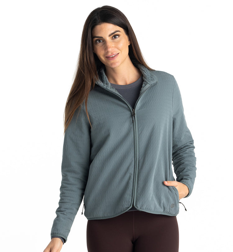 Women's Gridback Fleece Jacket - Stormy Sea