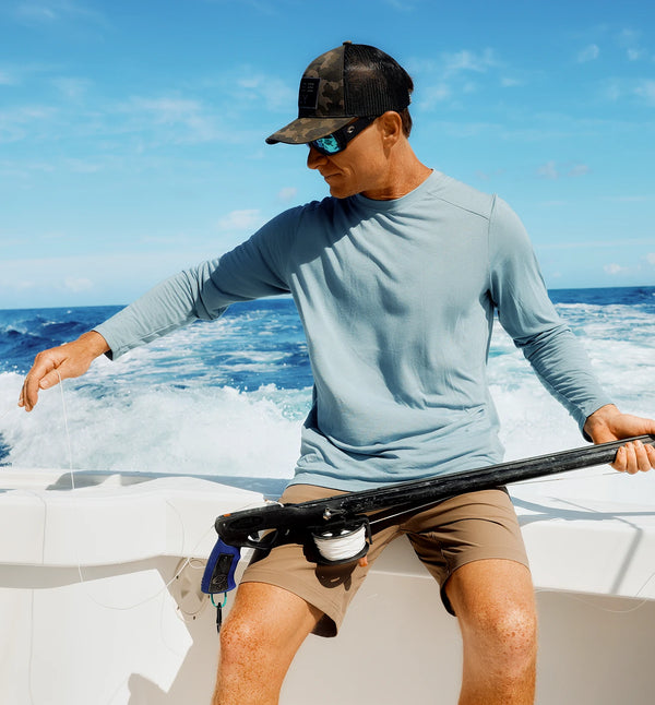 MEN'S SURF BLUE SEASMOKE CAMO BAMBOO LIGHTWEIGHT LONG SLEEVE TOP