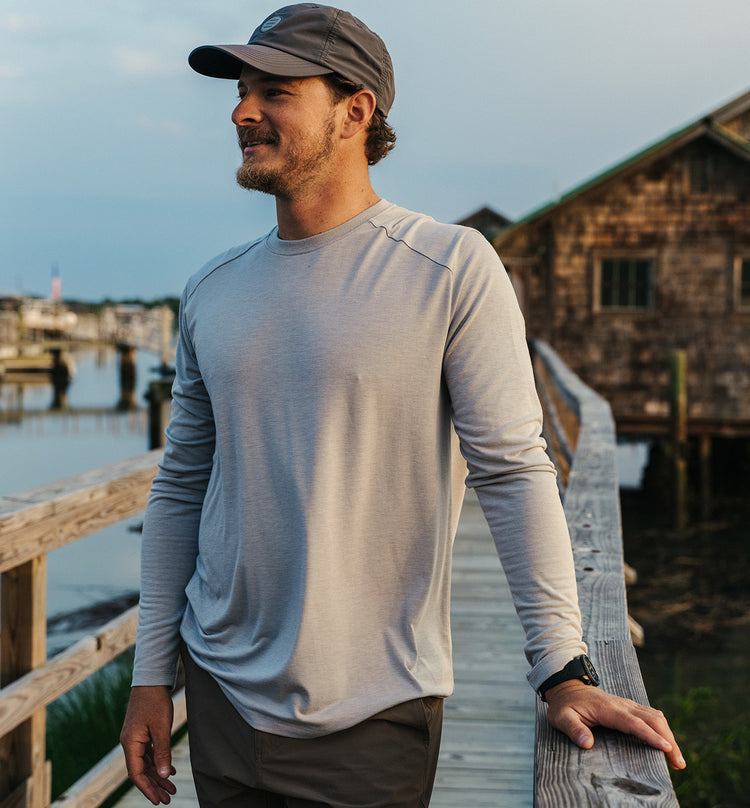 Men's Bamboo Shade Long Sleeve - Heather Adobe Red