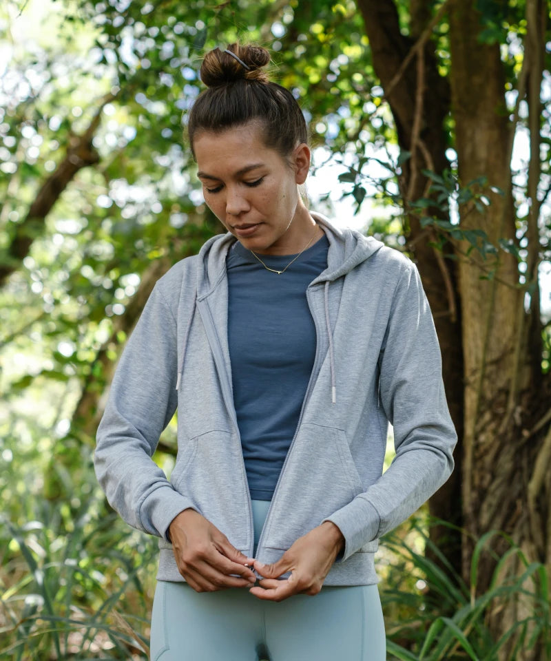 Women's Bamboo Lightweight Fleece Zip Hoodie Light Heather Grey