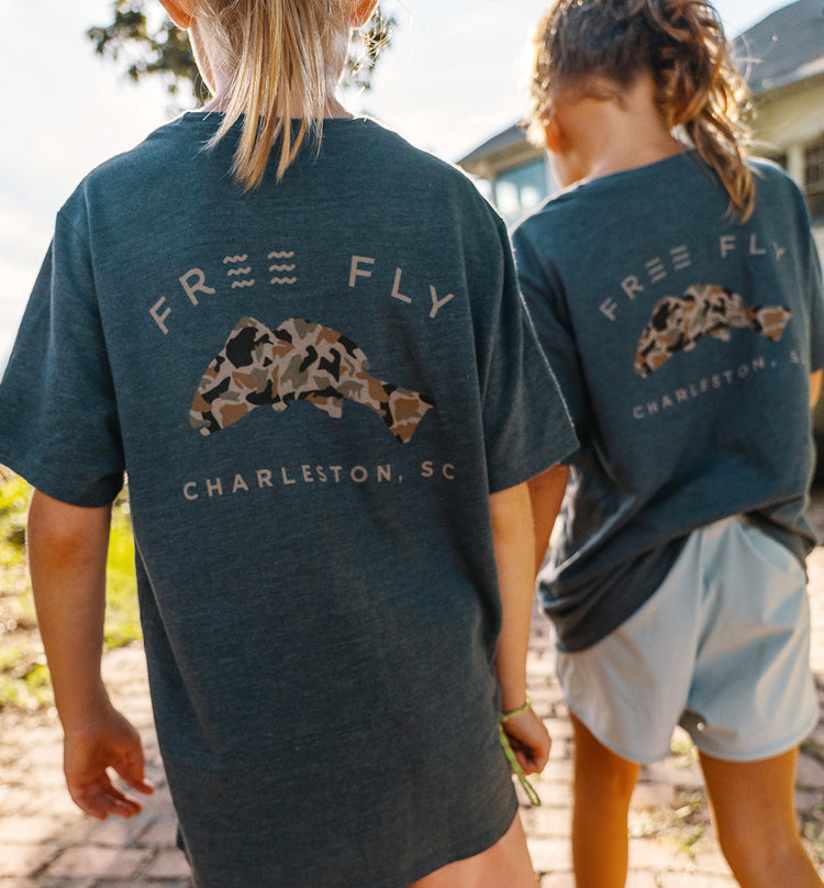 Youth Redfish Camo Tee - Heather Fatigue