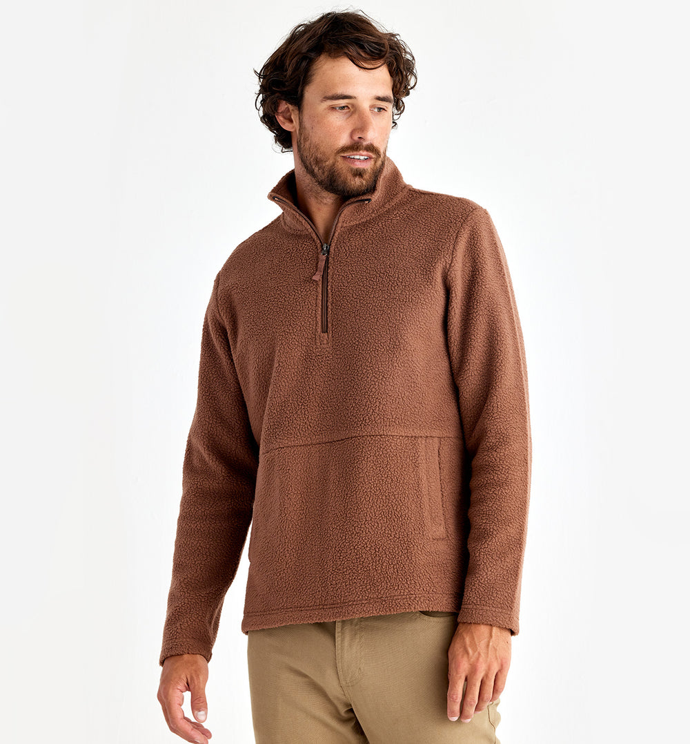 Men's Bamboo Sherpa Fleece Quarter Zip - Mustang second image