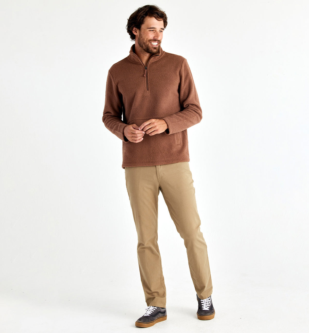 Men's Bamboo Sherpa Fleece Quarter Zip - Mustang