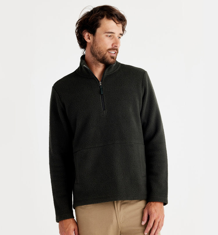 Men's Bamboo Sherpa Fleece Quarter Zip - Onyx