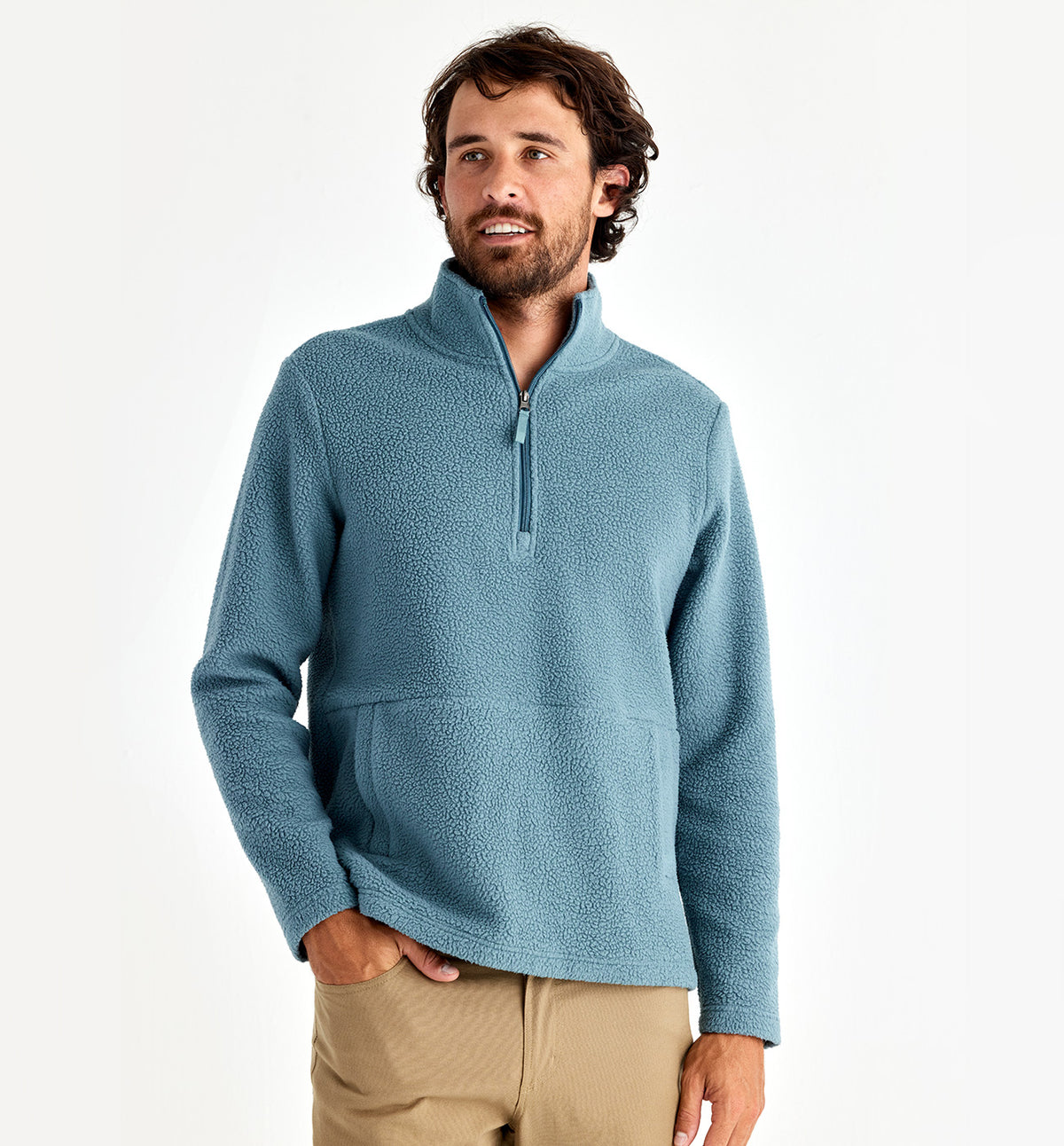 Men's Bamboo Sherpa Fleece Quarter Zip - Stormy Sea