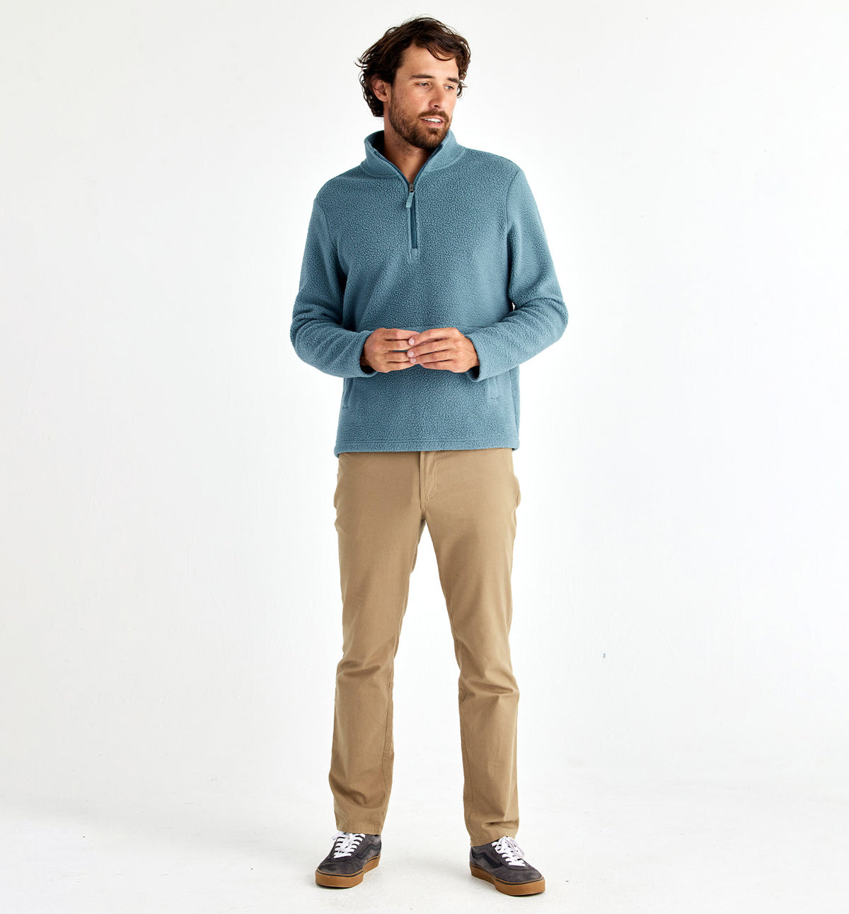 Men's Bamboo Sherpa Fleece Quarter Zip - Stormy Sea