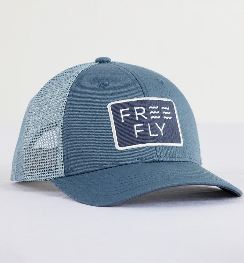 Youth Wave Trucker Hat - Slate Blue – Free Fly Apparel display picture 1