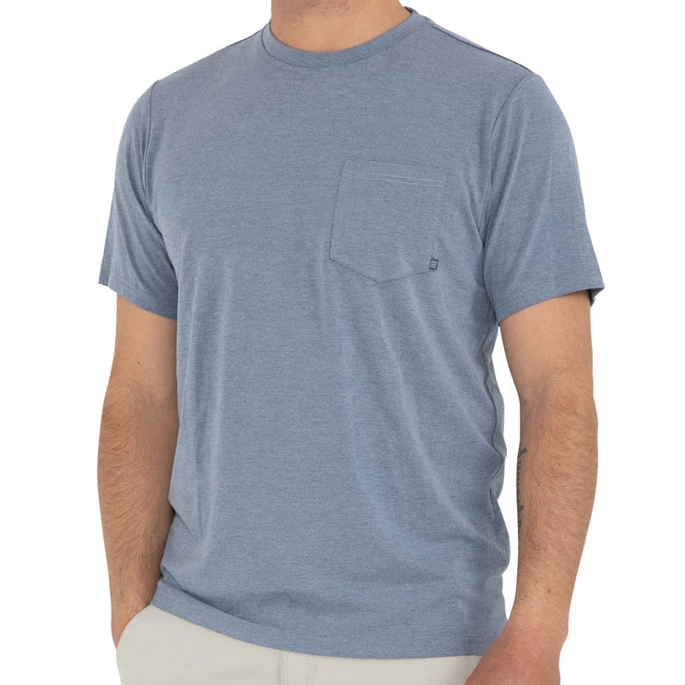 Men's Bamboo Flex Pocket Tee - Heather Blue Dusk