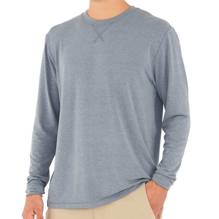 Men's Bamboo Flex Long Sleeve - Heather Blue Dusk