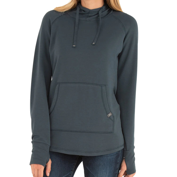 Women's Bamboo Lightweight Fleece Pullover Hoodie - Blue Dusk