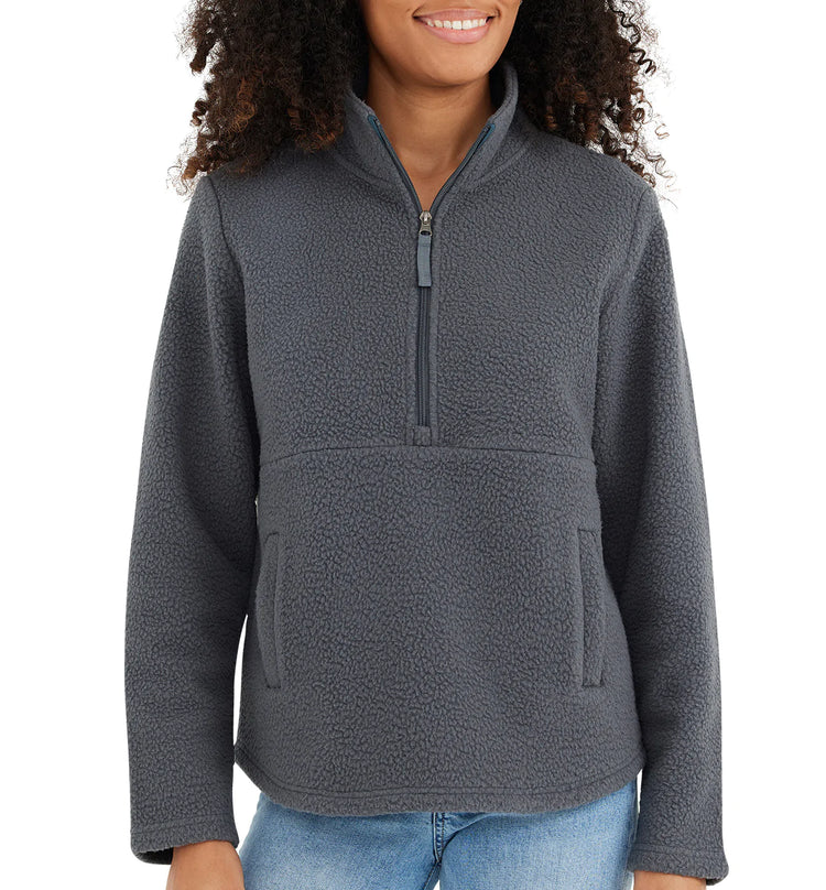 Women's Bamboo Sherpa Fleece Half Zip - Iron Grey