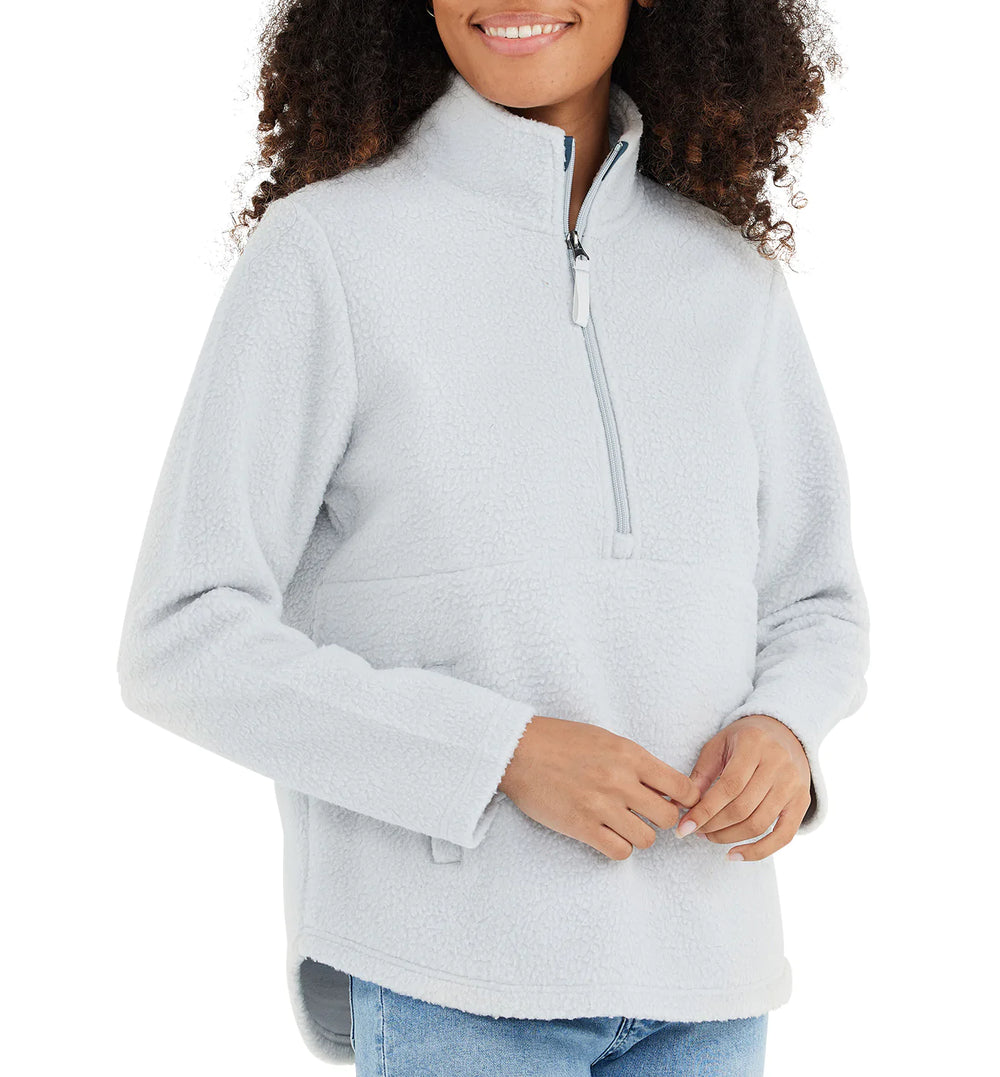 Women's Bamboo Sherpa Fleece Half Zip - Light Grey second image