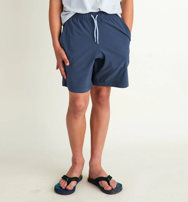 Fay Kids logo-tape cotton shorts - Blue