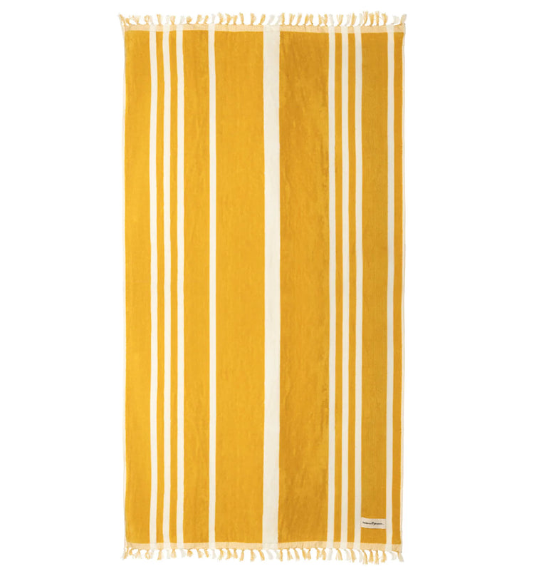 Business and Pleasure Beach Towel - Vintage Yellow Stripe