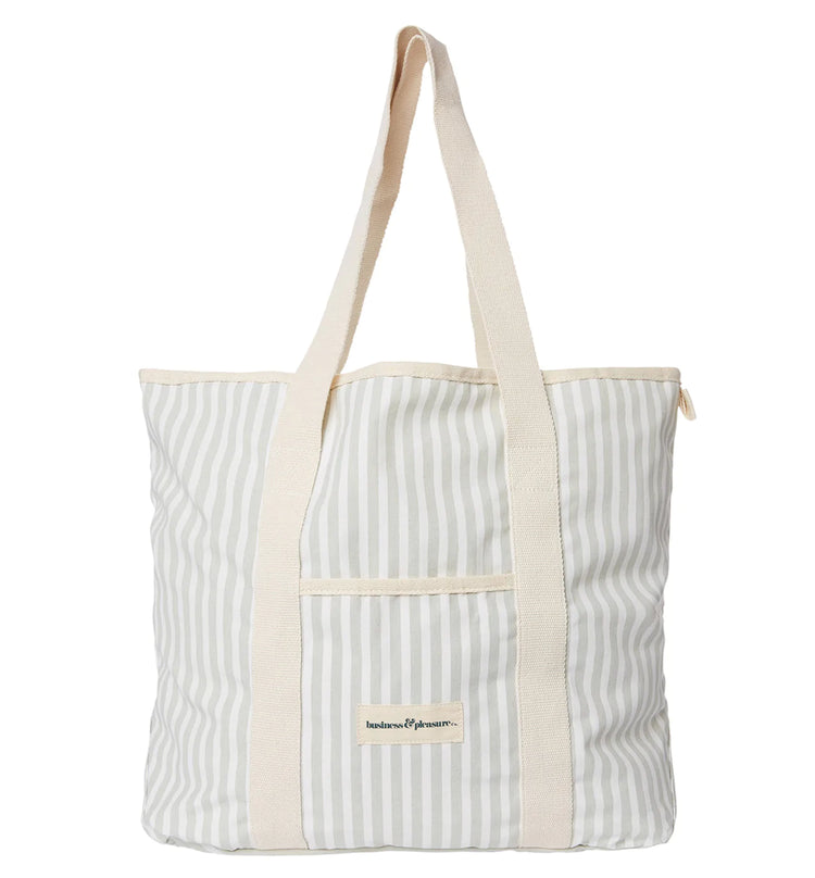 Business and Pleasure Beach Bag - Sage Stripe