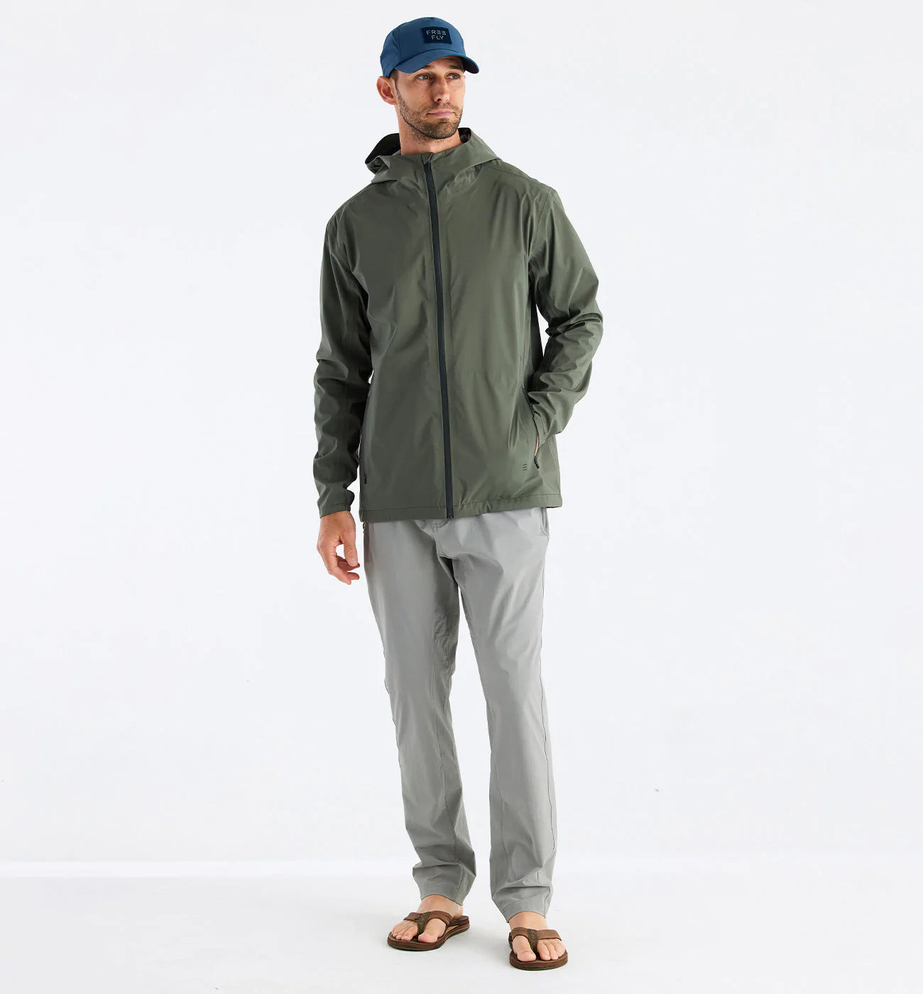 Men s Cloudshield Rain Jacket Dark Olive Free Fly Apparel