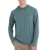 Men's Bamboo Crossover Hoodie - Heather Blue Current