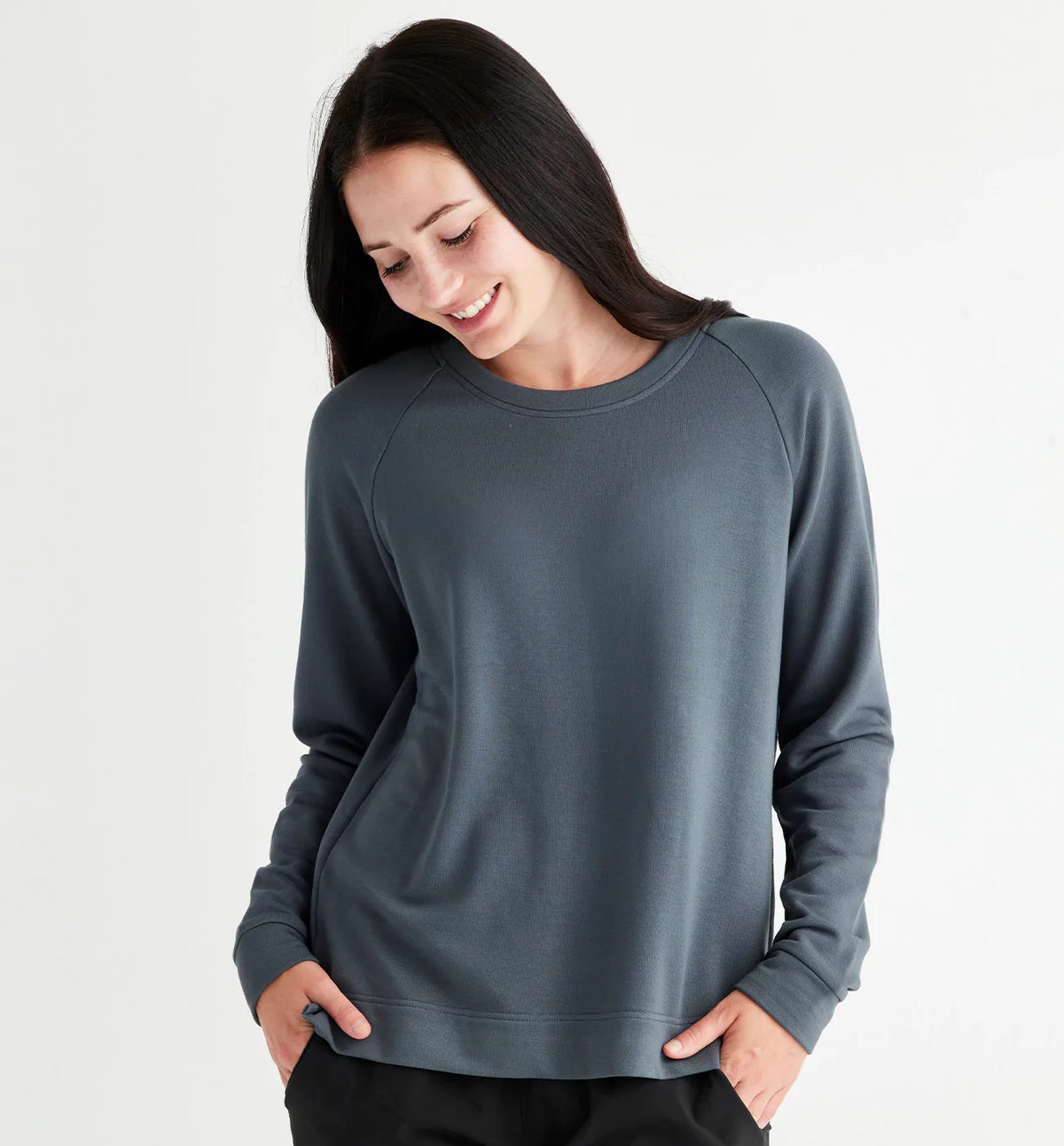 Womens crew neck fleece top hotsell