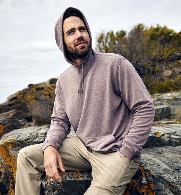 Men's Bamboo Lightweight Fleece Pullover Hoodie - Heather Navy