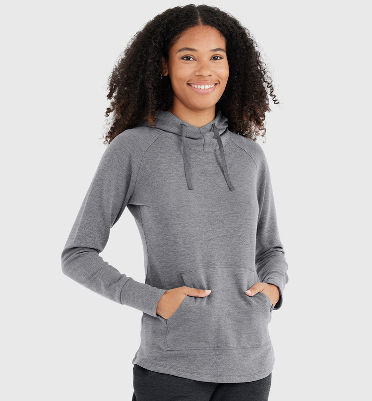 Women's Bamboo Lightweight Fleece Pullover Hoodie - Heather Navy