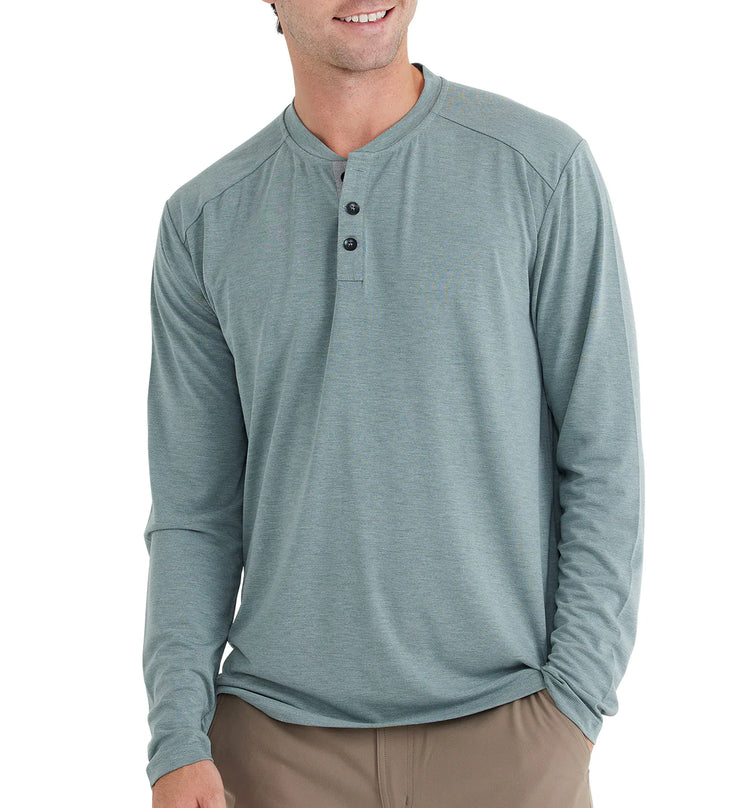 Men's Bamboo Flex Henley - Heather Juniper