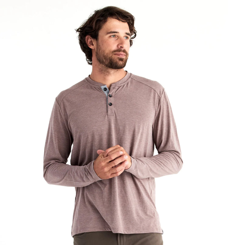 Men's Bamboo Flex Henley - Heather Mustang