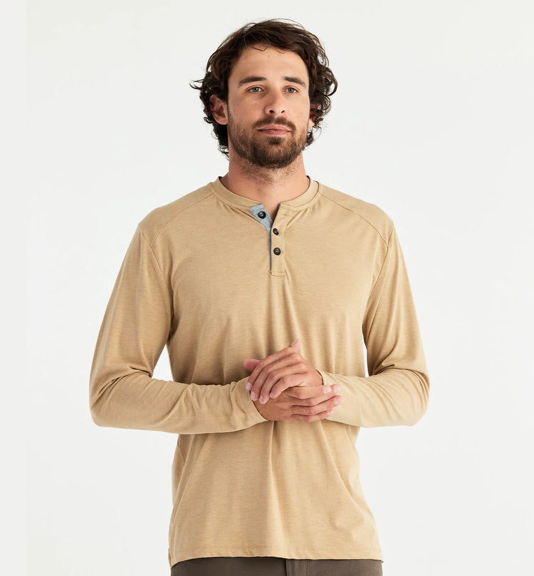 Men's Bamboo Flex Henley - Heather Wheat