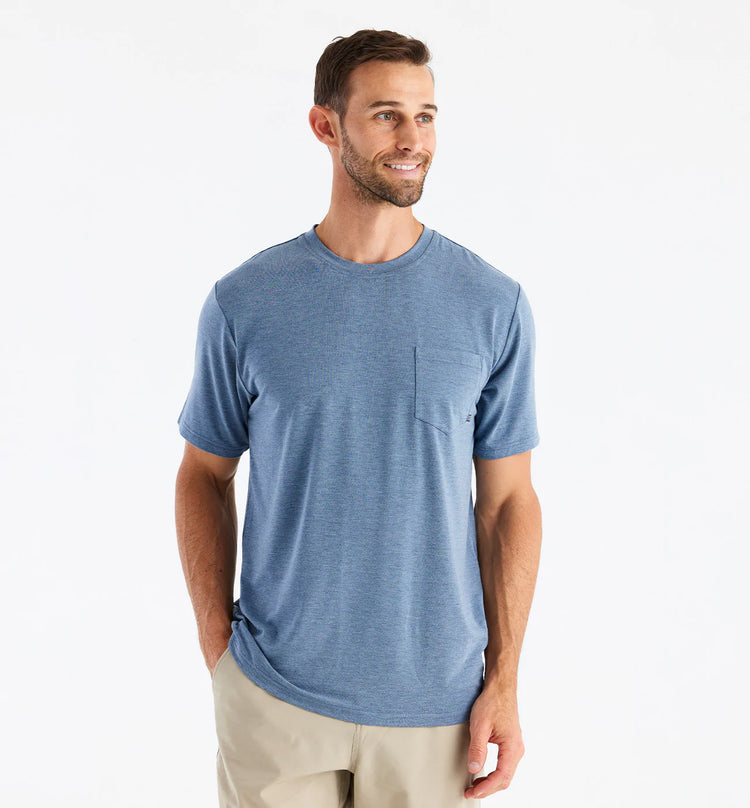 Men's Bamboo Flex Pocket Tee - Heather Deepwater