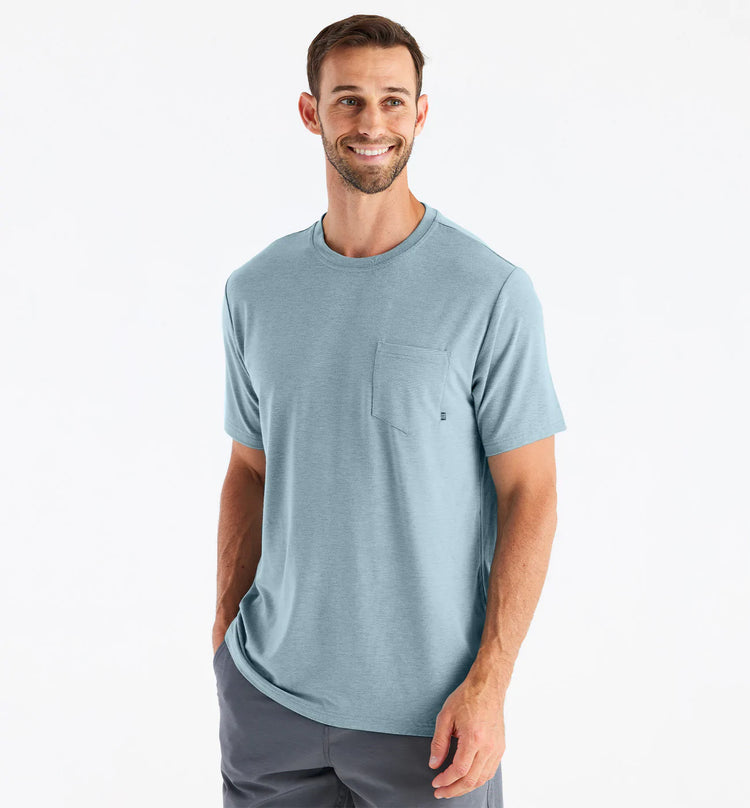 Men's Bamboo Flex Pocket Tee - Heather Tide