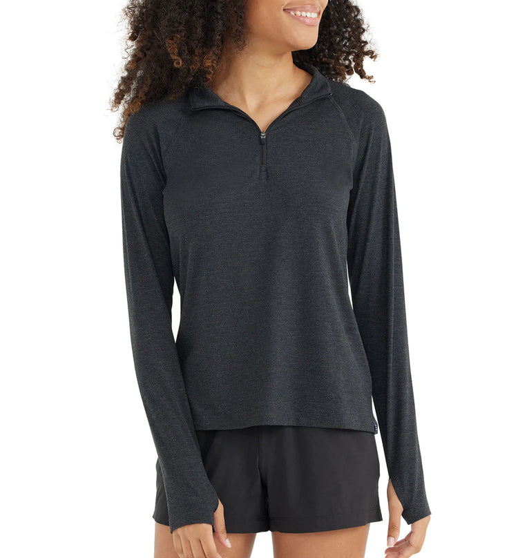 Women's Bamboo Flex Quarter Zip - Heather Black