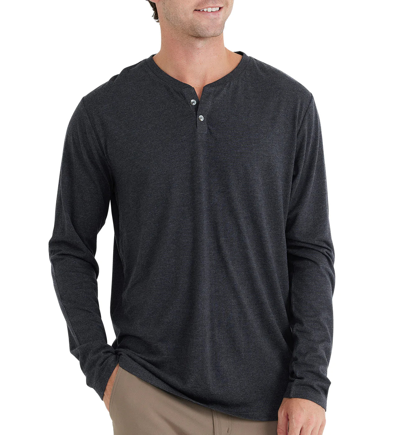Men's Bamboo Heritage Henley - Heather Black – Free Fly Apparel