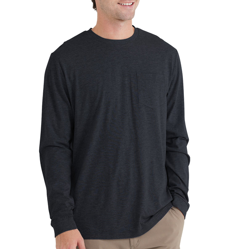 Men's Bamboo Heritage Pocket Long Sleeve - Heather Black