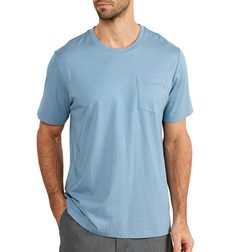 Men's Bamboo Heritage Pocket Tee - Blue Fog