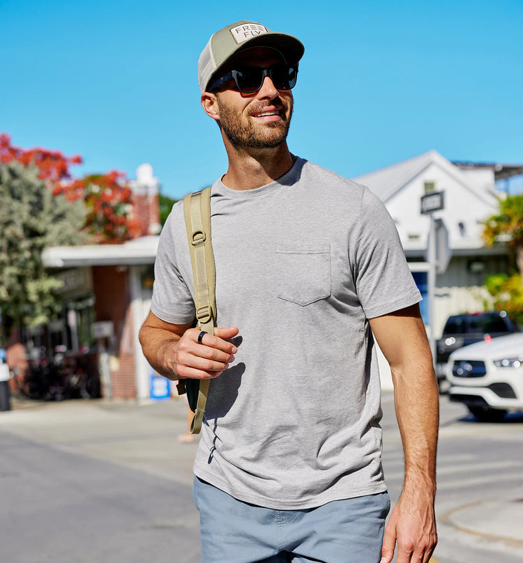 Men's Bamboo Heritage Pocket Tee - Heather Black